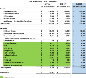 SJCCM Profit and Loss 2024-2025